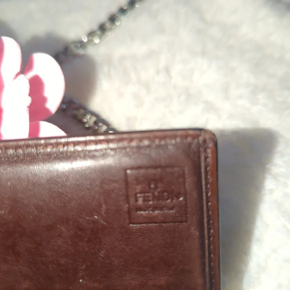 Fendi Authentic Zucca Brown Monogram Wallet Or Shoulder Bag with Silver Chain - Picture 4 of 10